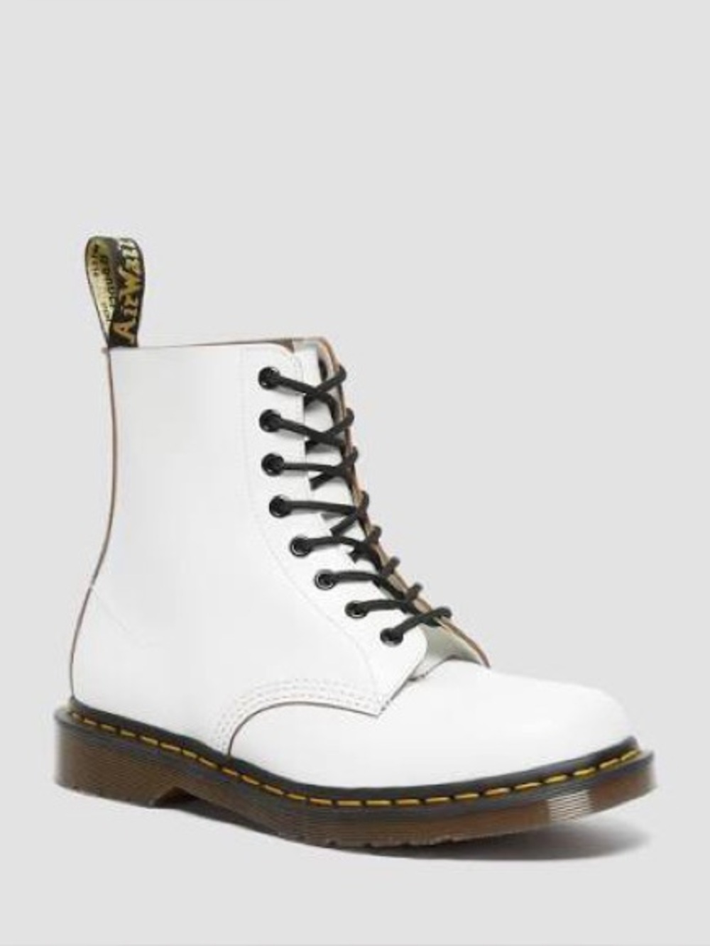 Dr. Martens White Lace-Up 8-Eye Combat Boot with Black Accents